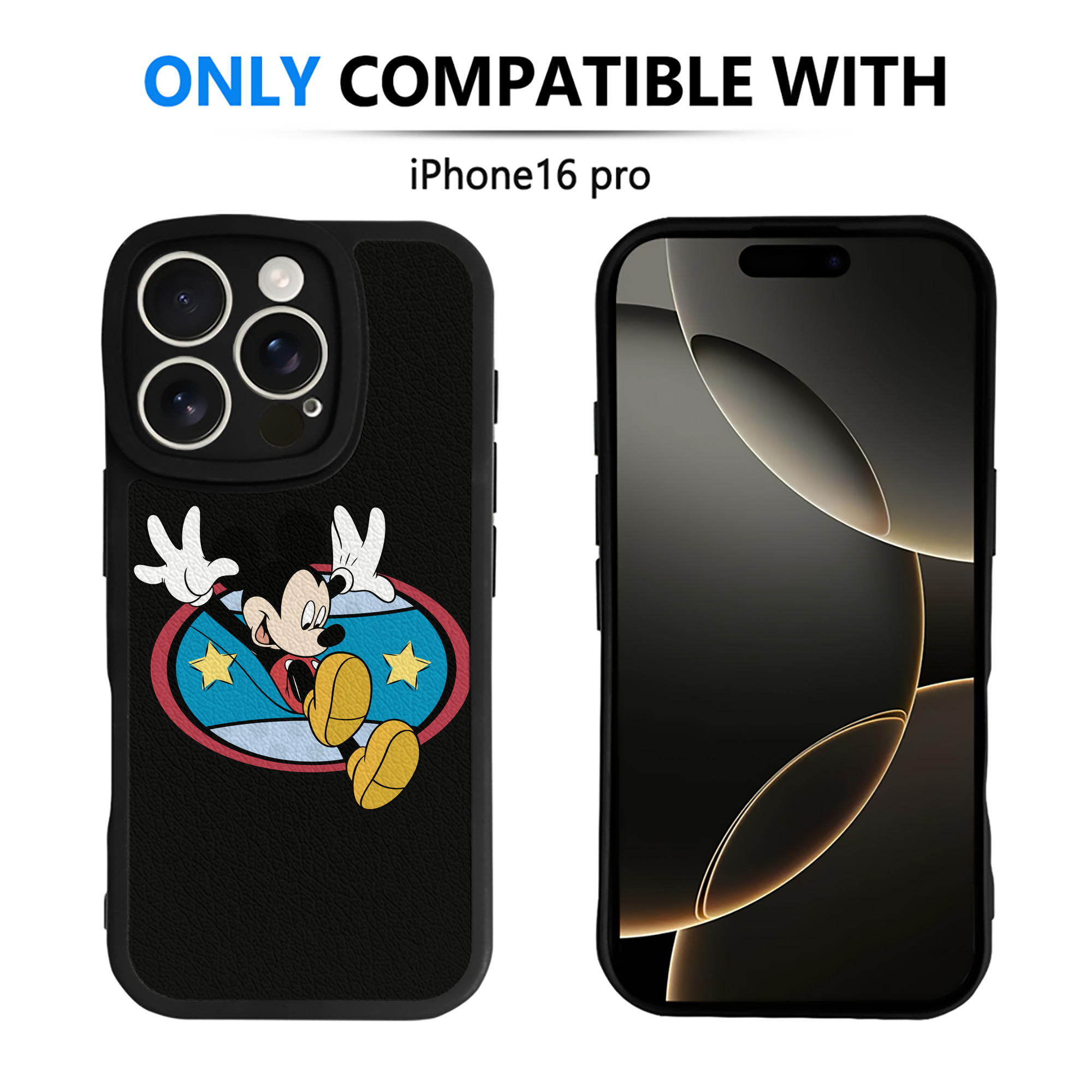 （画像用） ミッキーマウス Mickey Mouse 【iPhone 16シリーズ対応】シリコンスマホケース（レザー調） 材質：シリコン